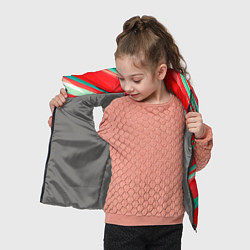 Детский жилет Красный и бирюзовый абстрактный полосы, цвет: 3D-светло-серый — фото 2