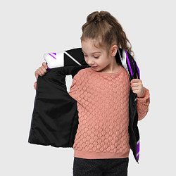 Детский жилет Бело-фиолетовые полосы на чёрном фоне, цвет: 3D-черный — фото 2