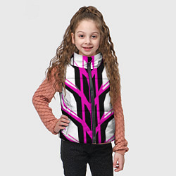 Детский жилет Чёрно-розовые полосы на белом фоне, цвет: 3D-красный — фото 2