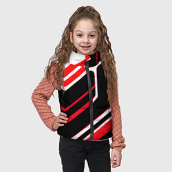 Детский жилет Бело-красные линии на чёрном фоне, цвет: 3D-красный — фото 2