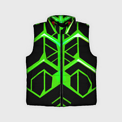 Детский жилет Green lines on a black background, цвет: 3D-красный