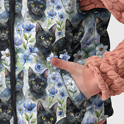 Детский жилет Черные коты в незабудках, цвет: 3D-красный — фото 2
