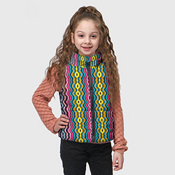 Детский жилет Абстрактные разноцветные вертикальные полосы, цвет: 3D-черный — фото 2