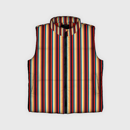 Детский жилет Жёлтый красный и бирюзовый в сочетании полосы / 3D-Красный – фото 1