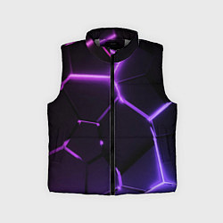 Детский жилет Темные фиолетовые неоновые плиты в разломе, цвет: 3D-светло-серый