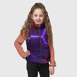 Детский жилет Красно-фиолетовые неоновые плиты в разломе, цвет: 3D-красный — фото 2