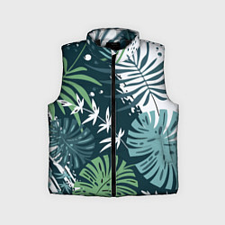 Детский жилет Листья тропических джунглей абстракция, цвет: 3D-черный