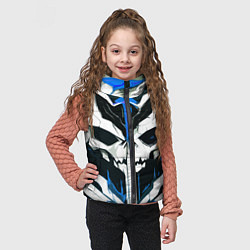 Детский жилет Абстрактный белый череп и синие полосы, цвет: 3D-черный — фото 2