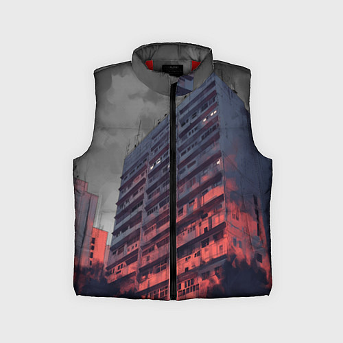 Детский жилет Сумрачный спальный район / 3D-Красный – фото 1