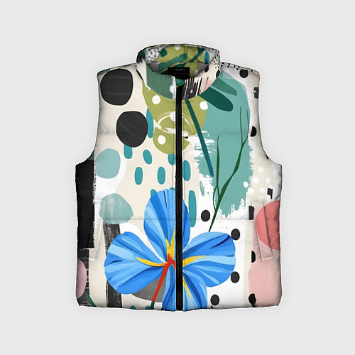 Детский жилет Цветы горошек абстракция / 3D-Светло-серый – фото 1
