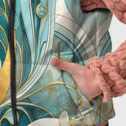 Детский жилет Бирюзовый с белым растительный узор в мягких тонах, цвет: 3D-черный — фото 2