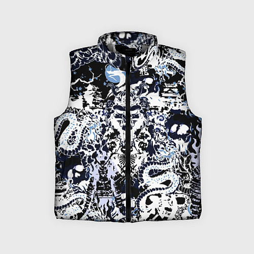 Детский жилет Японский самурай и драконы / 3D-Светло-серый – фото 1