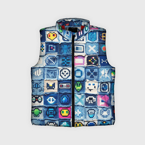 Детский жилет Пиксельный пэчворк / 3D-Красный – фото 1