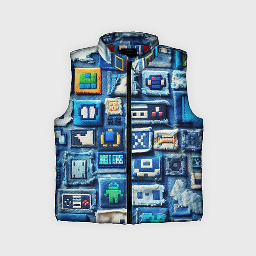 Детский жилет Пэчворк с геймерскими знаками / 3D-Красный – фото 1