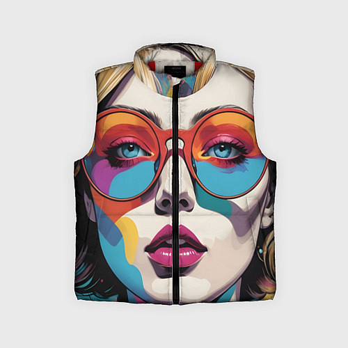 Детский жилет Девушка в солнечных очках поп-арт / 3D-Красный – фото 1