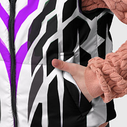 Детский жилет Агрессивные фиолетово-белые полосы на чёрном фоне, цвет: 3D-красный — фото 2
