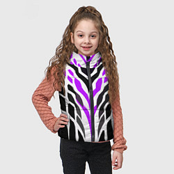 Детский жилет Агрессивные фиолетово-белые полосы на чёрном фоне, цвет: 3D-красный — фото 2