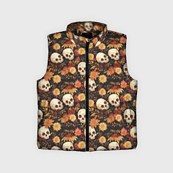 Детский жилет Черепа и цветы - паттерн, цвет: 3D-черный