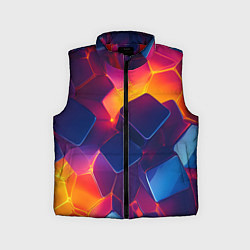 Детский жилет Неоновая геометрическая текстура, цвет: 3D-красный