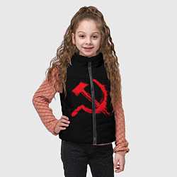 Детский жилет СССР логотип серп и молот, цвет: 3D-черный — фото 2