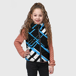 Детский жилет Сине-белые линии на чёрном фоне, цвет: 3D-красный — фото 2