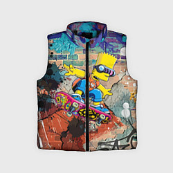 Детский жилет Bart Simpson on a skateboard - graffiti, цвет: 3D-черный