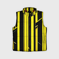 Детский жилет Толстые жёлтые полосы на чёрном фоне, цвет: 3D-красный