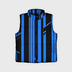 Детский жилет Толстые синие полосы на чёрном фоне, цвет: 3D-черный