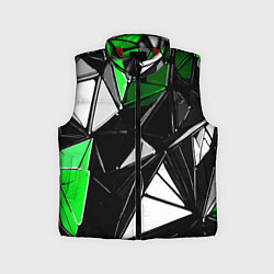 Детский жилет Зелёно-белые рельефные треугольники на чёрном фоне, цвет: 3D-красный