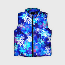 Детский жилет Яркие узоры снежинок, цвет: 3D-черный