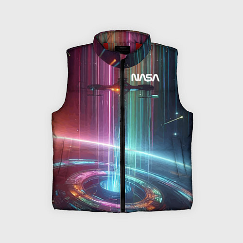 Детский жилет Spaceship in the neon cosmos - nasa / 3D-Красный – фото 1