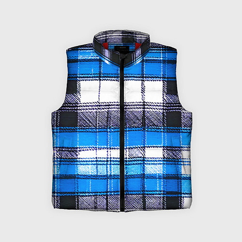 Детский жилет Чёрные полосы на сине-белом фоне / 3D-Красный – фото 1