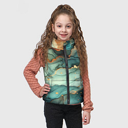 Детский жилет Бирюзовый узор с оранжевыми вставками, цвет: 3D-светло-серый — фото 2