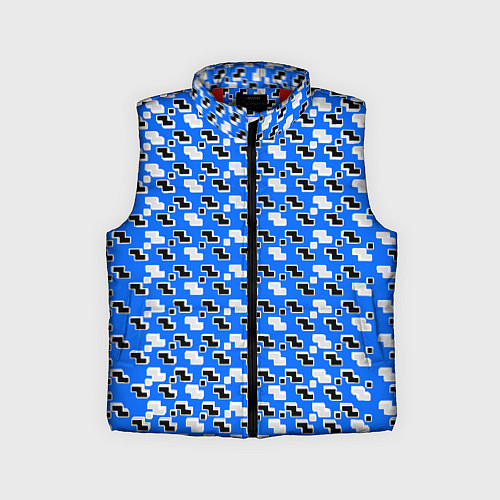 Детский жилет Чёрно-белые фигуры на синем фоне / 3D-Красный – фото 1