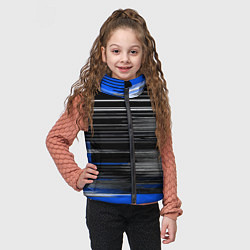 Детский жилет Белые вертикальные полосы на чёрно-синем фоне, цвет: 3D-красный — фото 2