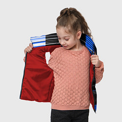 Детский жилет Белые вертикальные полосы на чёрно-синем фоне, цвет: 3D-красный — фото 2