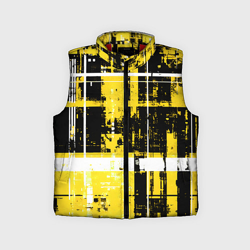Детский жилет Жёлто-белый гранж на чёрном фоне / 3D-Красный – фото 1