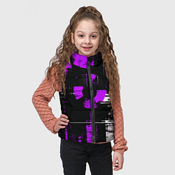 Детский жилет Фиолетово-белый гранж на чёрном фоне, цвет: 3D-светло-серый — фото 2