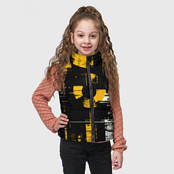 Детский жилет Жёлто-белый гранж на чёрном фоне, цвет: 3D-светло-серый — фото 2