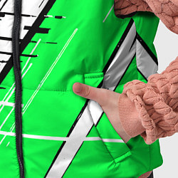 Детский жилет Чёрно-белые глитч полосы на зелёном фоне, цвет: 3D-светло-серый — фото 2