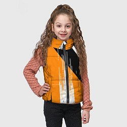 Детский жилет Вертикальные чёрные линии на оранжево-белом фоне, цвет: 3D-красный — фото 2