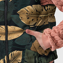 Детский жилет Золотые листья монстеры и перья, цвет: 3D-черный — фото 2