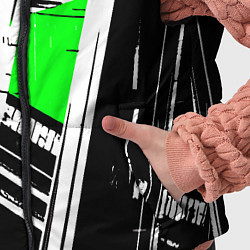 Детский жилет Чёрно-белые абстрактные линии на зелёном фоне, цвет: 3D-черный — фото 2