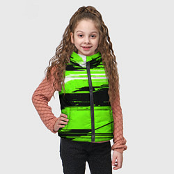 Детский жилет Горизонтальные чёрно-белые линии на зелёном фоне, цвет: 3D-красный — фото 2