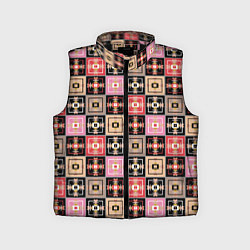 Детский жилет Разноцветная плитка с геометрическим рисунком, цвет: 3D-черный