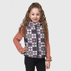 Детский жилет Серый сиреневый геометрический узор пэчворк, цвет: 3D-светло-серый — фото 2