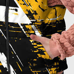 Детский жилет Diagonal black and white stripes on a yellow backg, цвет: 3D-черный — фото 2