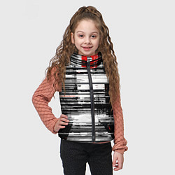 Детский жилет Горизонтальные чёрные линии на бело-красном фоне, цвет: 3D-светло-серый — фото 2