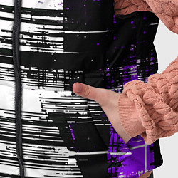 Детский жилет Горизонтальные чёрные линии на бело-фиолетовом фон, цвет: 3D-светло-серый — фото 2