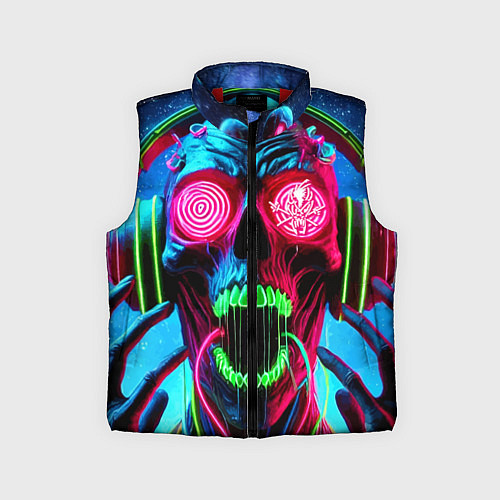 Детский жилет Metallica - neon skull with headphones / 3D-Красный – фото 1